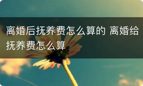 离婚后抚养费怎么算的 离婚给抚养费怎么算