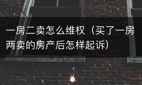 一房二卖怎么维权（买了一房两卖的房产后怎样起诉）