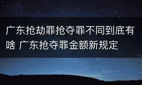 广东抢劫罪抢夺罪不同到底有啥 广东抢夺罪金额新规定