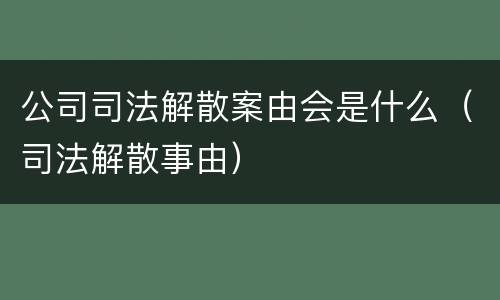 公司司法解散案由会是什么（司法解散事由）