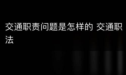 交通职责问题是怎样的 交通职法