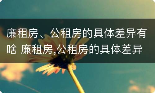 廉租房、公租房的具体差异有啥 廉租房,公租房的具体差异有啥作用