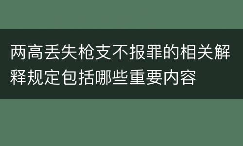 两高丢失枪支不报罪的相关解释规定包括哪些重要内容