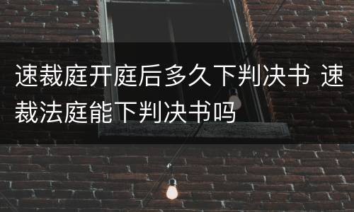 速裁庭开庭后多久下判决书 速裁法庭能下判决书吗