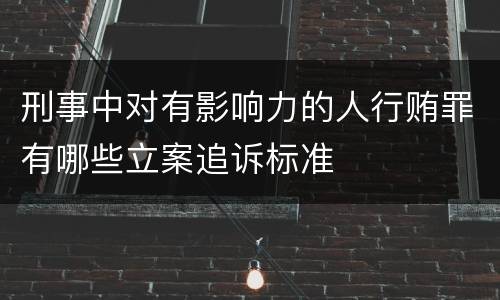刑事中对有影响力的人行贿罪有哪些立案追诉标准
