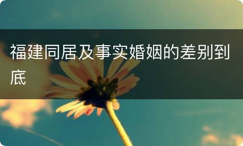 福建同居及事实婚姻的差别到底