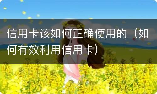信用卡该如何正确使用的（如何有效利用信用卡）