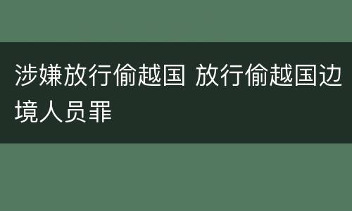 涉嫌放行偷越国 放行偷越国边境人员罪
