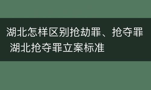 湖北怎样区别抢劫罪、抢夺罪 湖北抢夺罪立案标准