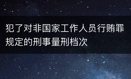 犯了对非国家工作人员行贿罪规定的刑事量刑档次