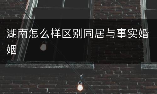 湖南怎么样区别同居与事实婚姻