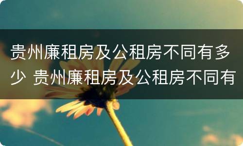 贵州廉租房及公租房不同有多少 贵州廉租房及公租房不同有多少套房