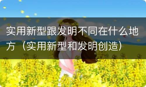 实用新型跟发明不同在什么地方（实用新型和发明创造）