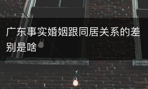 广东事实婚姻跟同居关系的差别是啥