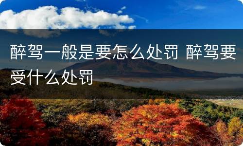 醉驾一般是要怎么处罚 醉驾要受什么处罚