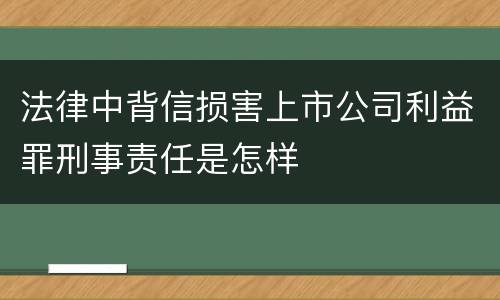 法律中背信损害上市公司利益罪刑事责任是怎样