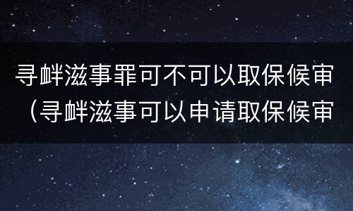 寻衅滋事罪可不可以取保候审（寻衅滋事可以申请取保候审吗）