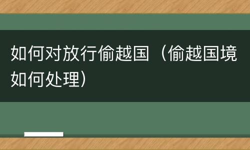 如何对放行偷越国（偷越国境如何处理）