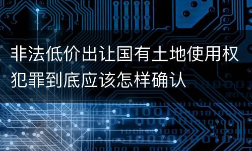 非法低价出让国有土地使用权犯罪到底应该怎样确认