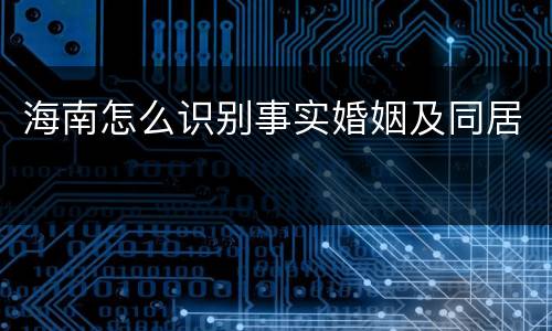 海南怎么识别事实婚姻及同居