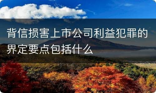背信损害上市公司利益犯罪的界定要点包括什么