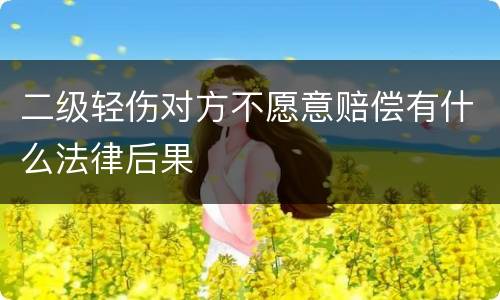 二级轻伤对方不愿意赔偿有什么法律后果