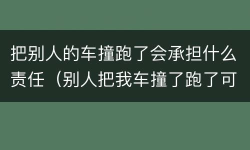 把别人的车撞跑了会承担什么责任（别人把我车撞了跑了可以追究责任吗）