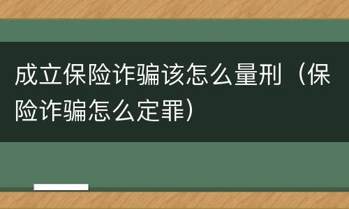 成立保险诈骗该怎么量刑（保险诈骗怎么定罪）