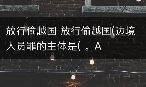 放行偷越国 放行偷越国(边境人员罪的主体是( 。A