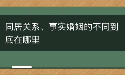 同居关系、事实婚姻的不同到底在哪里