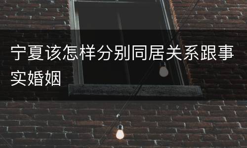 宁夏该怎样分别同居关系跟事实婚姻