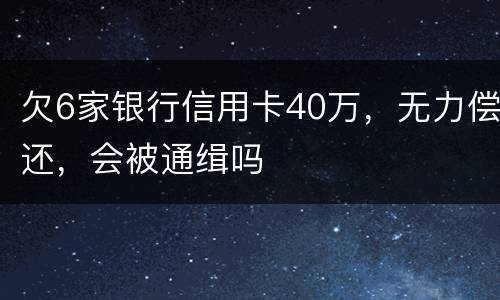 欠6家银行信用卡40万，无力偿还，会被通缉吗