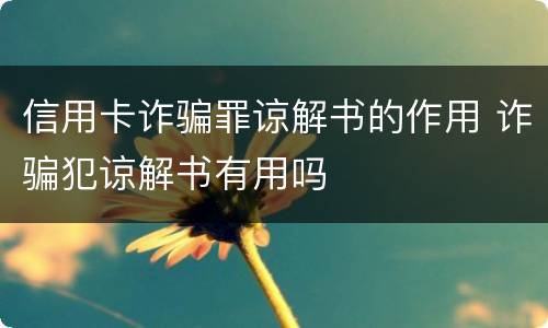 信用卡诈骗罪谅解书的作用 诈骗犯谅解书有用吗