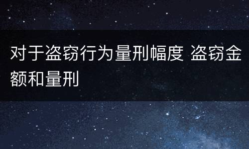 对于盗窃行为量刑幅度 盗窃金额和量刑