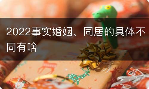 2022事实婚姻、同居的具体不同有啥