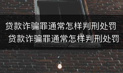 贷款诈骗罪通常怎样判刑处罚 贷款诈骗罪通常怎样判刑处罚案例