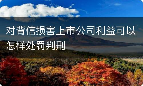 对背信损害上市公司利益可以怎样处罚判刑