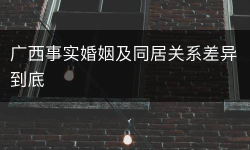广西事实婚姻及同居关系差异到底