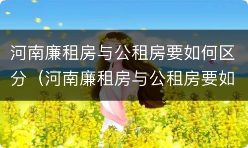 河南廉租房与公租房要如何区分（河南廉租房与公租房要如何区分呢）