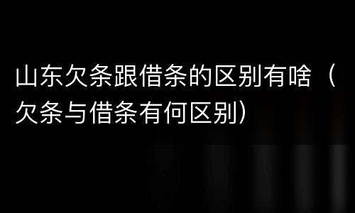 山东欠条跟借条的区别有啥（欠条与借条有何区别）