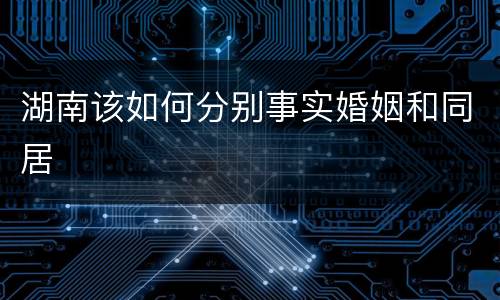 湖南该如何分别事实婚姻和同居