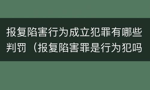 报复陷害行为成立犯罪有哪些判罚（报复陷害罪是行为犯吗）