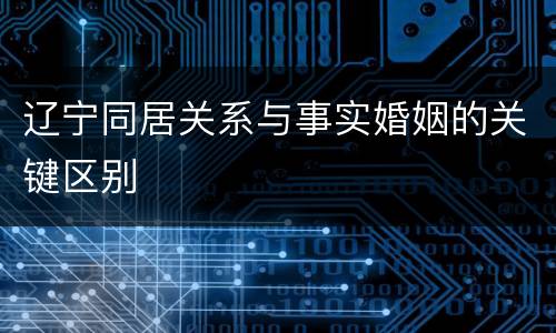 辽宁同居关系与事实婚姻的关键区别