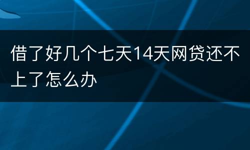 借了好几个七天14天网贷还不上了怎么办