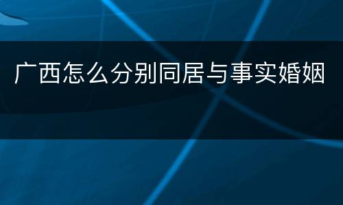 广西怎么分别同居与事实婚姻