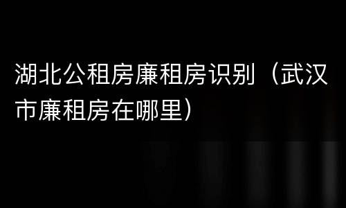 湖北公租房廉租房识别（武汉市廉租房在哪里）