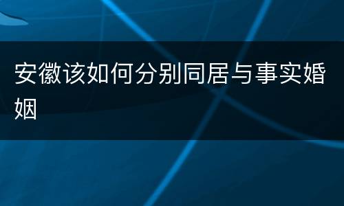安徽该如何分别同居与事实婚姻