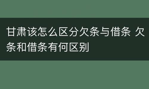 甘肃该怎么区分欠条与借条 欠条和借条有何区别
