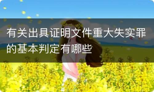 有关出具证明文件重大失实罪的基本判定有哪些