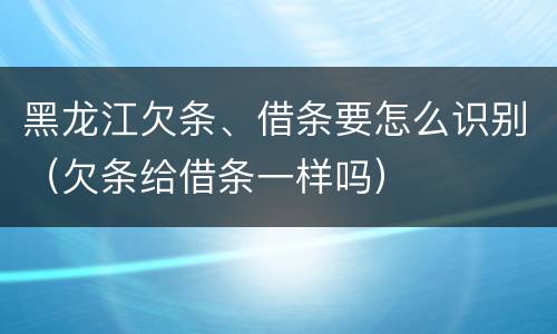 黑龙江欠条、借条要怎么识别（欠条给借条一样吗）